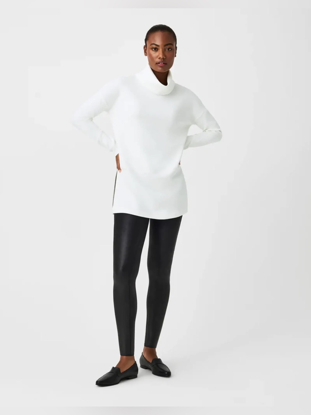 SPANX AirEssentials Turtleneck Tunic in Powder White, Size Medium